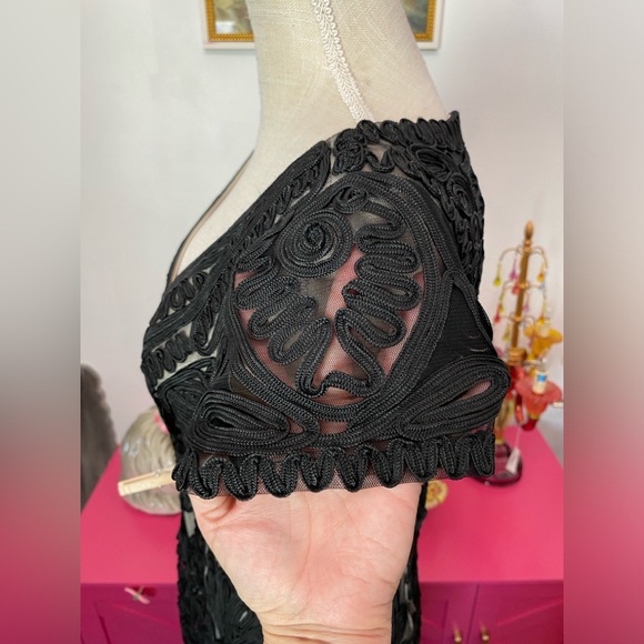 JS COLLECTIONS BLACK NUDE SOUTACHE MERMAID PARTY HOLIDAY GOWN MAXI SIZE 8 - Picture 7 of 9